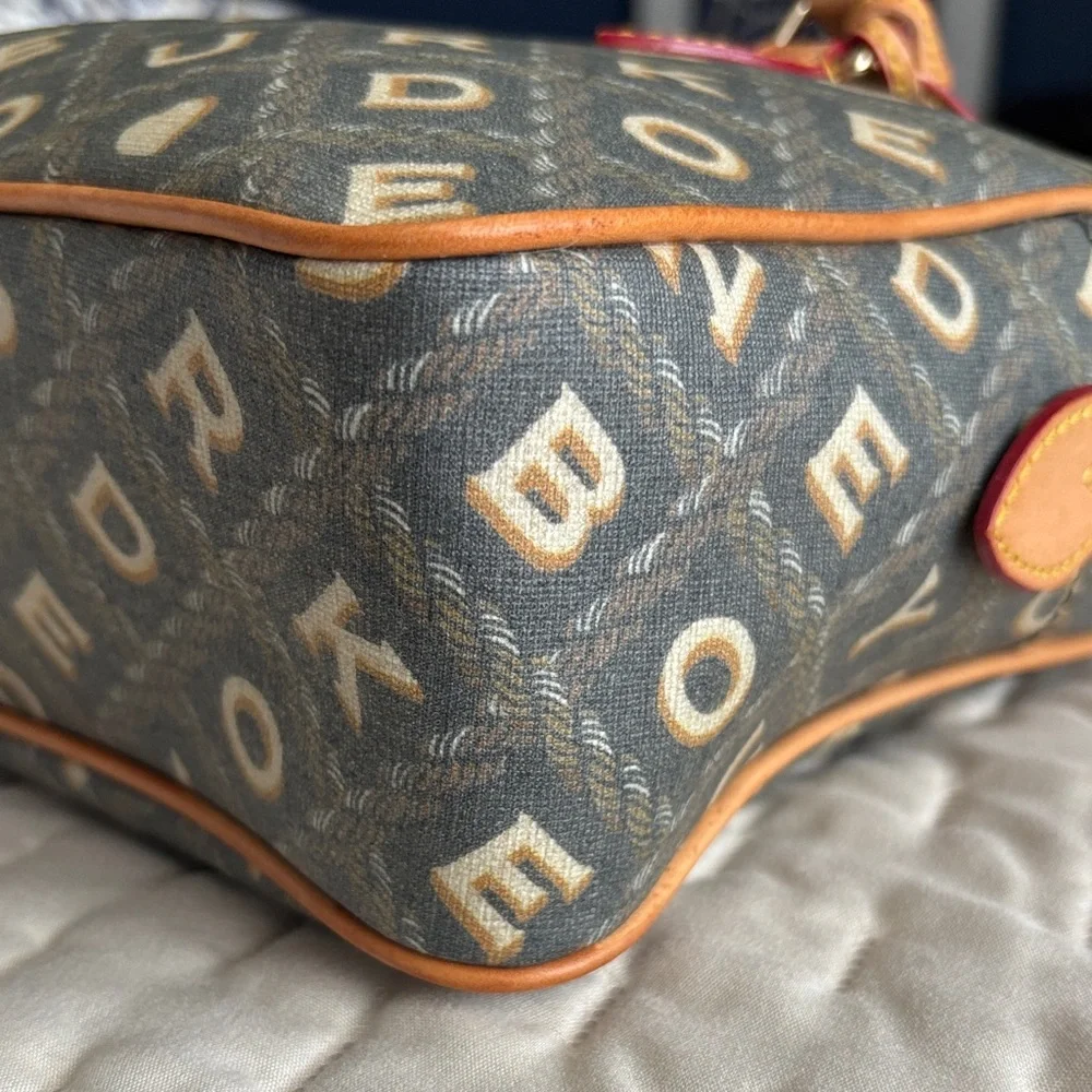 Dooney & Bourke Gray and Tan Logo Satchel